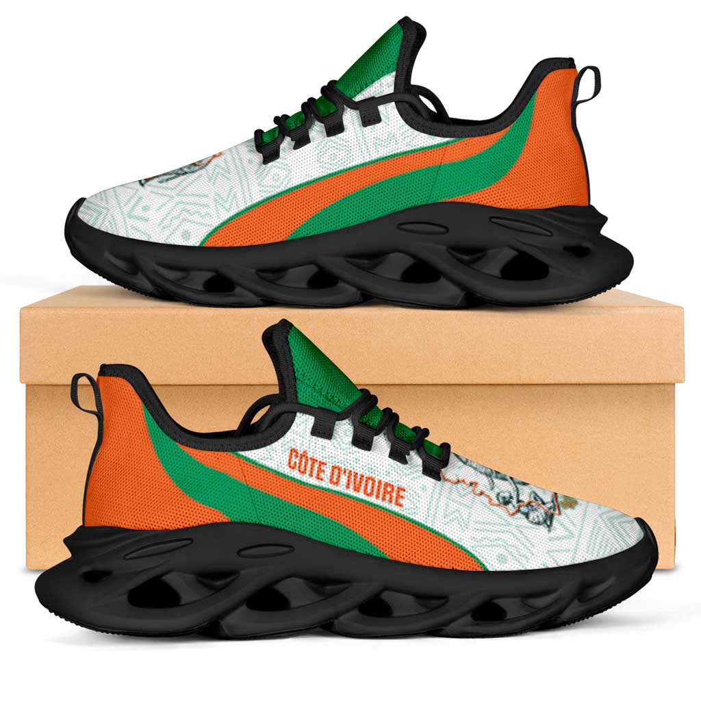 Ivory Coast 2026 Football Clunky Sneakers Les Elephants African Pattern Curve Stylized - Wonder Print Shop