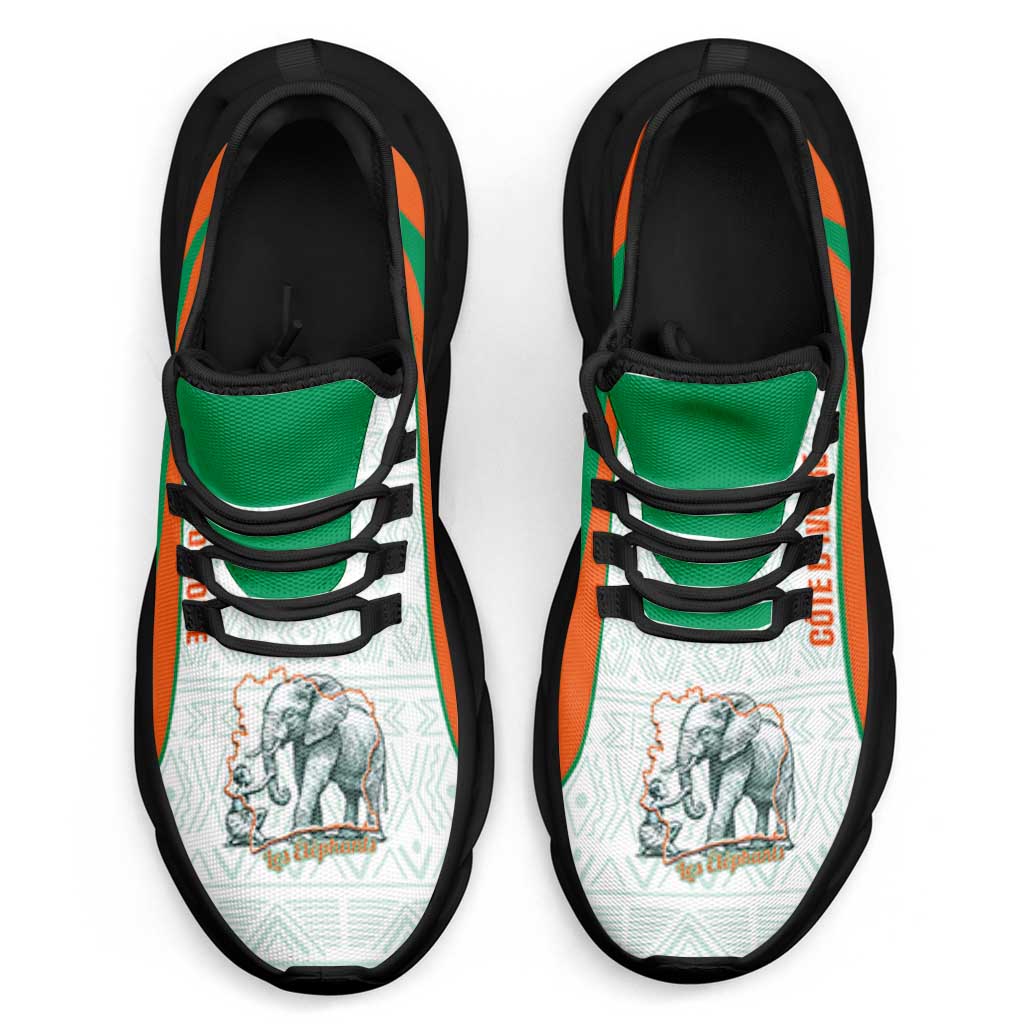 Ivory Coast 2026 Football Clunky Sneakers Les Elephants African Pattern Curve Stylized - Wonder Print Shop