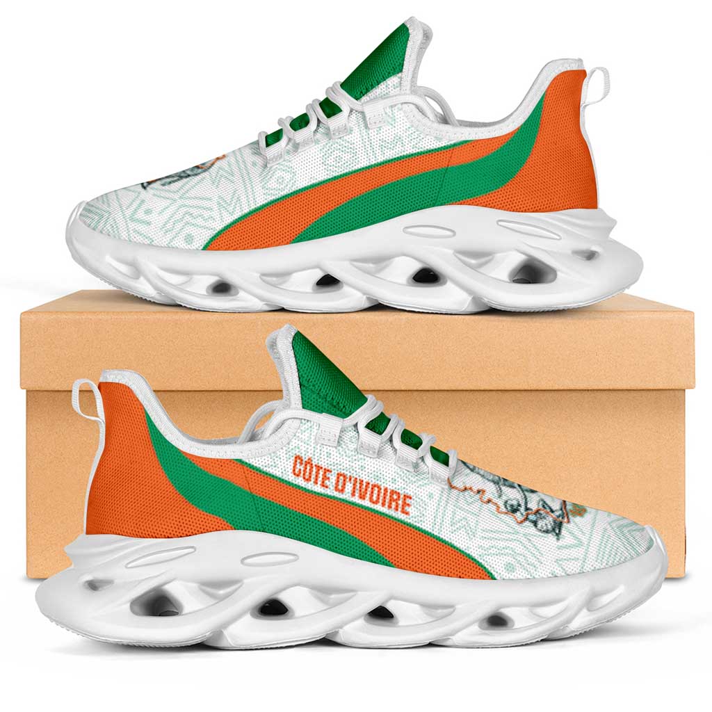 Ivory Coast 2026 Football Clunky Sneakers Les Elephants African Pattern Curve Stylized - Wonder Print Shop