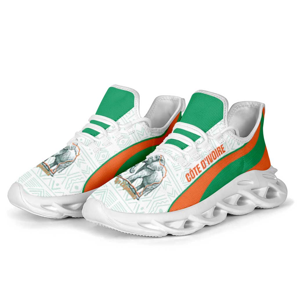 Ivory Coast 2026 Football Clunky Sneakers Les Elephants African Pattern Curve Stylized - Wonder Print Shop