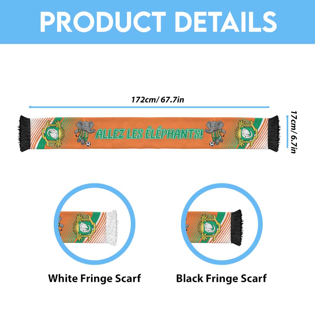 Ivory Coast 2026 Football Soccer Scarf Cote d'Ivoire Allez Les Elephants