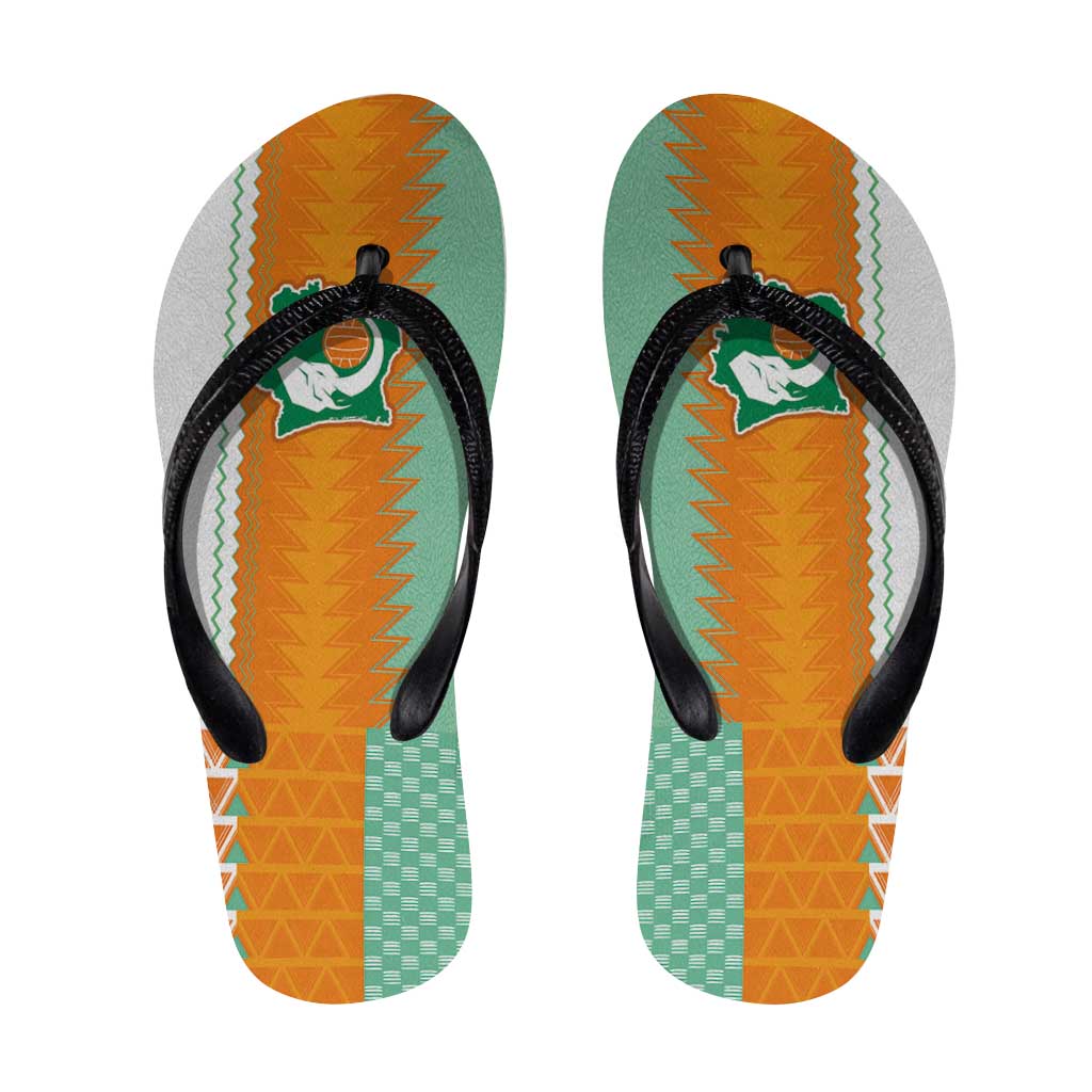 Ivory Coast Football Flip Flops Côte d'Ivoire-Tribal Sporty Style - Wonder Print Shop