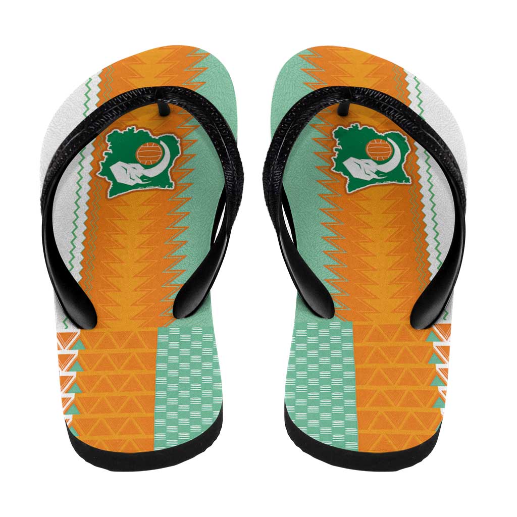 Ivory Coast Football Flip Flops Côte d'Ivoire-Tribal Sporty Style - Wonder Print Shop