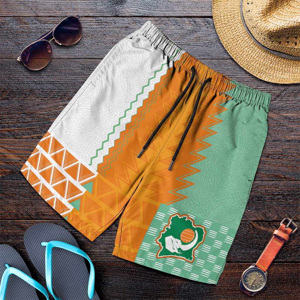 Ivory Coast Football Shorts for Men Côte d'Ivoire-Tribal Sporty Style - Wonder Print Shop