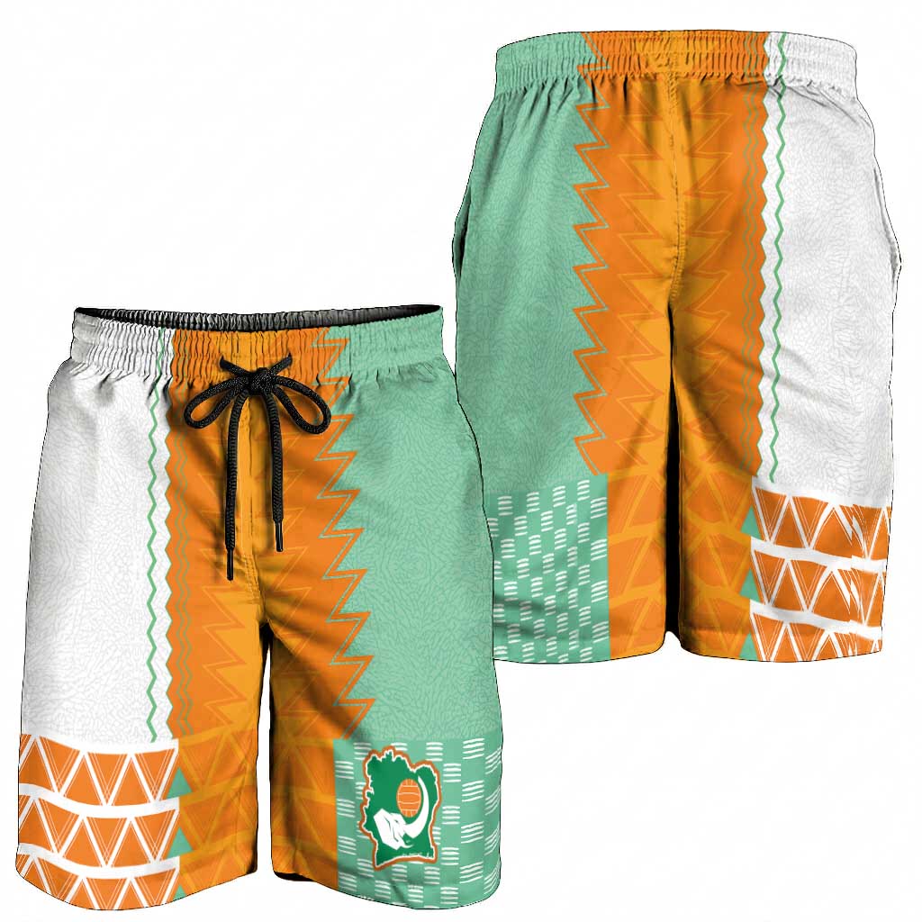 Ivory Coast Football Shorts for Men Côte d'Ivoire-Tribal Sporty Style - Wonder Print Shop