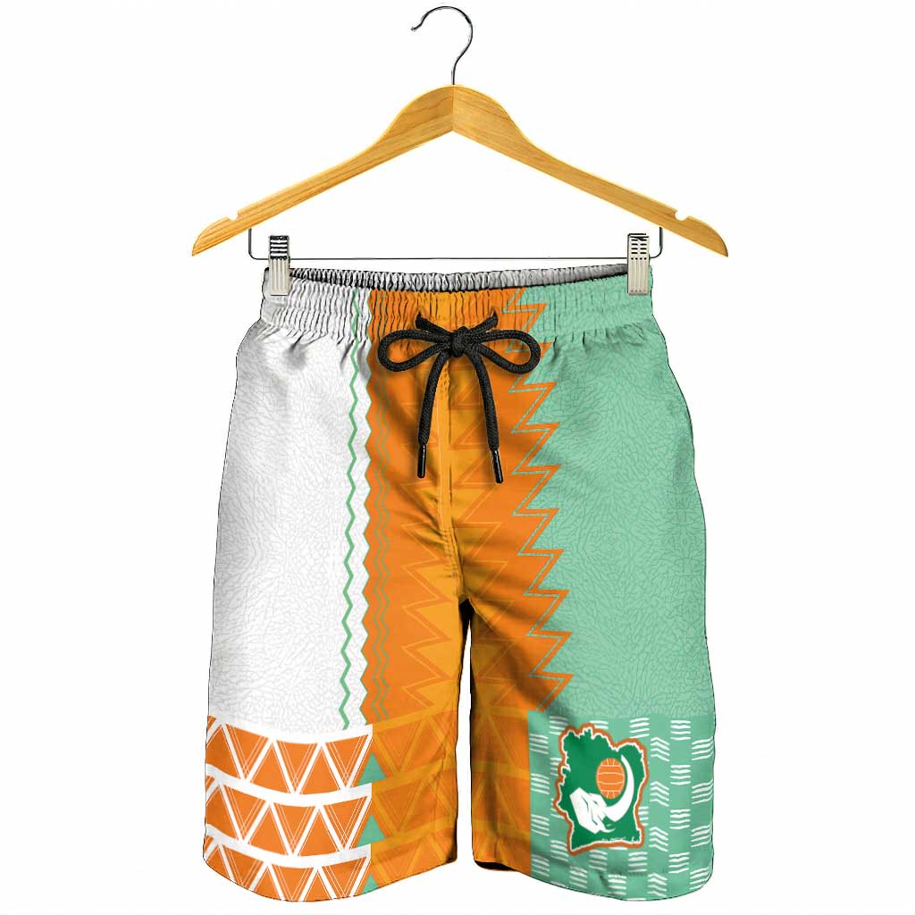Ivory Coast Football Shorts for Men Côte d'Ivoire-Tribal Sporty Style - Wonder Print Shop