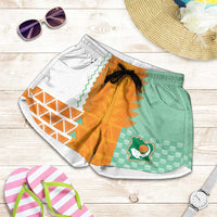 Ivory Coast Football Shorts for Women Côte d'Ivoire-Tribal Sporty Style - Wonder Print Shop