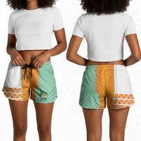 Ivory Coast Football Shorts for Women Côte d'Ivoire-Tribal Sporty Style - Wonder Print Shop