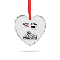 Iwo Jima WWII Veteran Heart Crystal Glass Ornament 80th Anniversary 4th of July US Flag - Wonder Print Shop