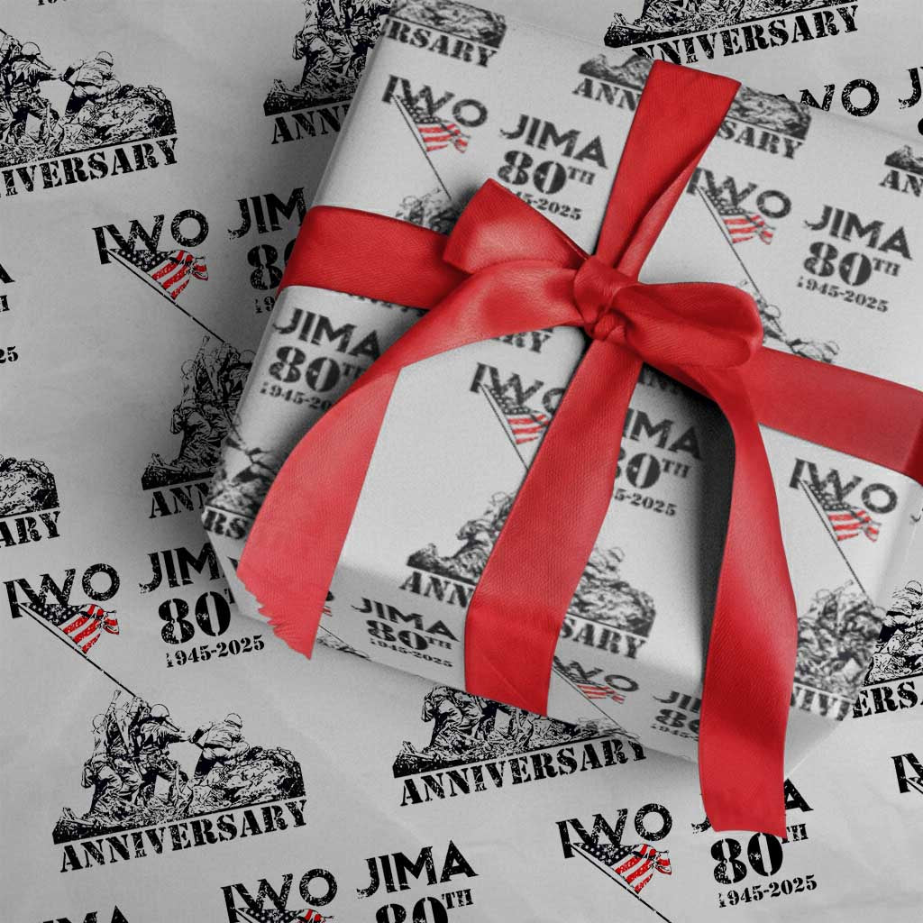 Iwo Jima WWII Veteran Wrapping Paper Roll 80th Anniversary 4th of July US Flag - Wonder Print Shop