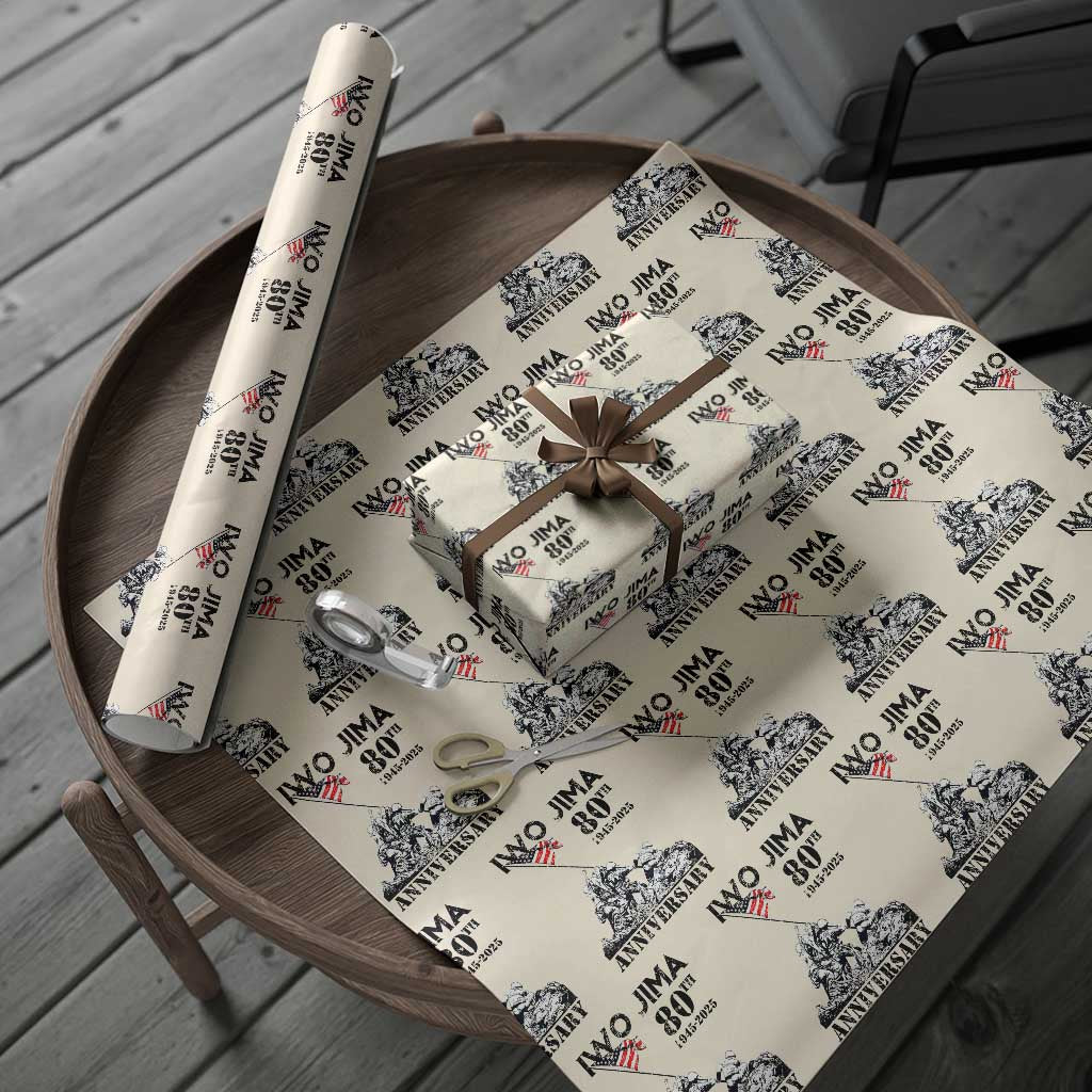 Iwo Jima WWII Veteran Wrapping Paper Roll 80th Anniversary 4th of July US Flag - Wonder Print Shop