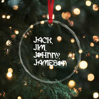 Jack Jim Johnny Jameson St Patricks Day Whiskey Shamrock Crystal Glass Ornament