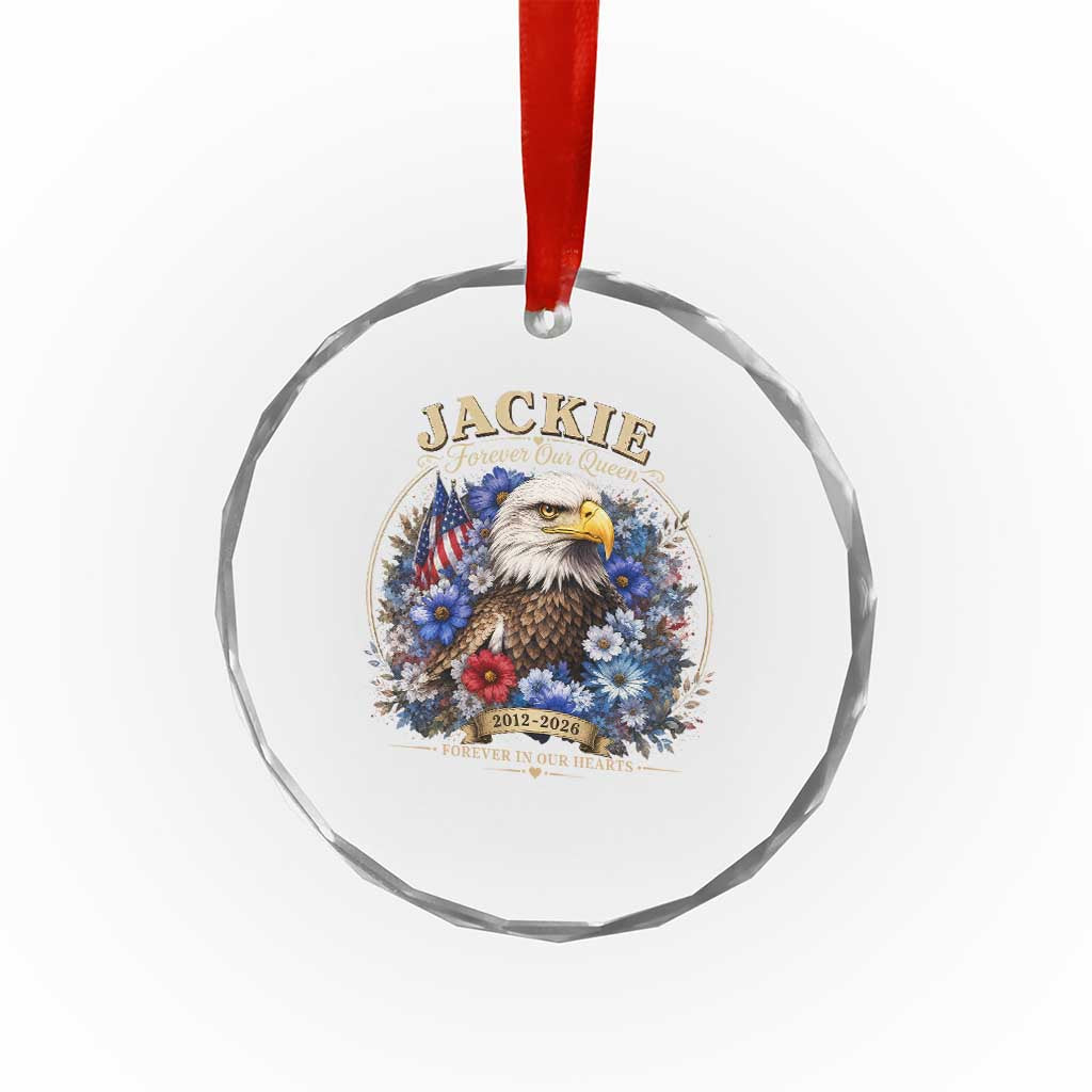 Jackie Bald Eagle Crystal Glass Ornament Forever Our Queen And In Our Hearts USA Floral