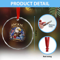 Jackie Bald Eagle Crystal Glass Ornament Forever Our Queen And In Our Hearts USA Floral