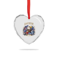 Jackie Bald Eagle Heart Crystal Glass Ornament Forever Our Queen And In Our Hearts USA Floral