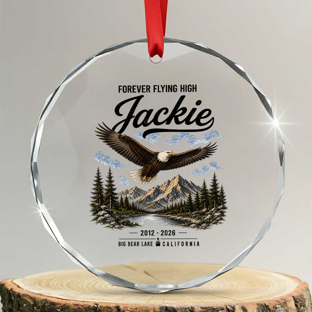 Jackie Bald Eagle Memorial Tribute Crystal Glass Ornament Forever Flying High Big Bear California 2012 2026