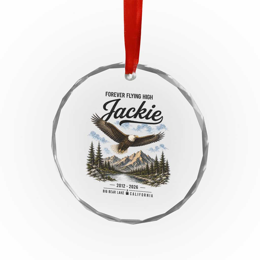 Jackie Bald Eagle Memorial Tribute Crystal Glass Ornament Forever Flying High Big Bear California 2012 2026