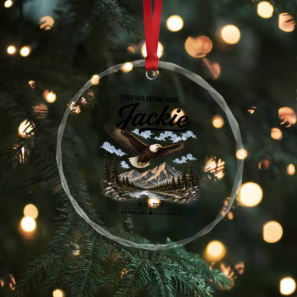 Jackie Bald Eagle Memorial Tribute Crystal Glass Ornament Forever Flying High Big Bear California 2012 2026