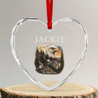 Jackie Forever Our Queen Bald Eagle 2012 2026 Memorial Heart Crystal Glass Ornament Fly High in Big Bear Moonlit Mountain Tribute