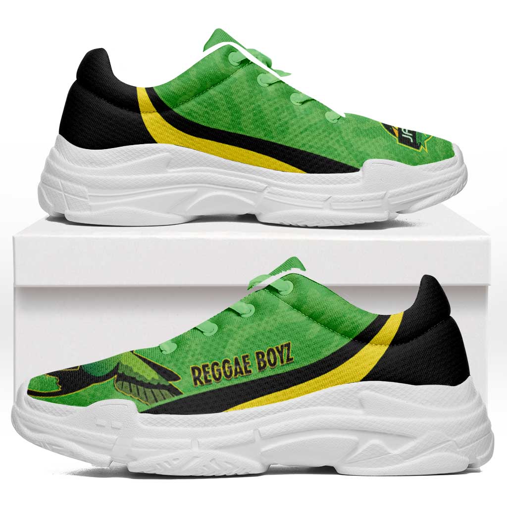 Jamaica 2026 Football Chunky Sneakers Reggae Boyz Grunge Curve Stylized - Wonder Print Shop