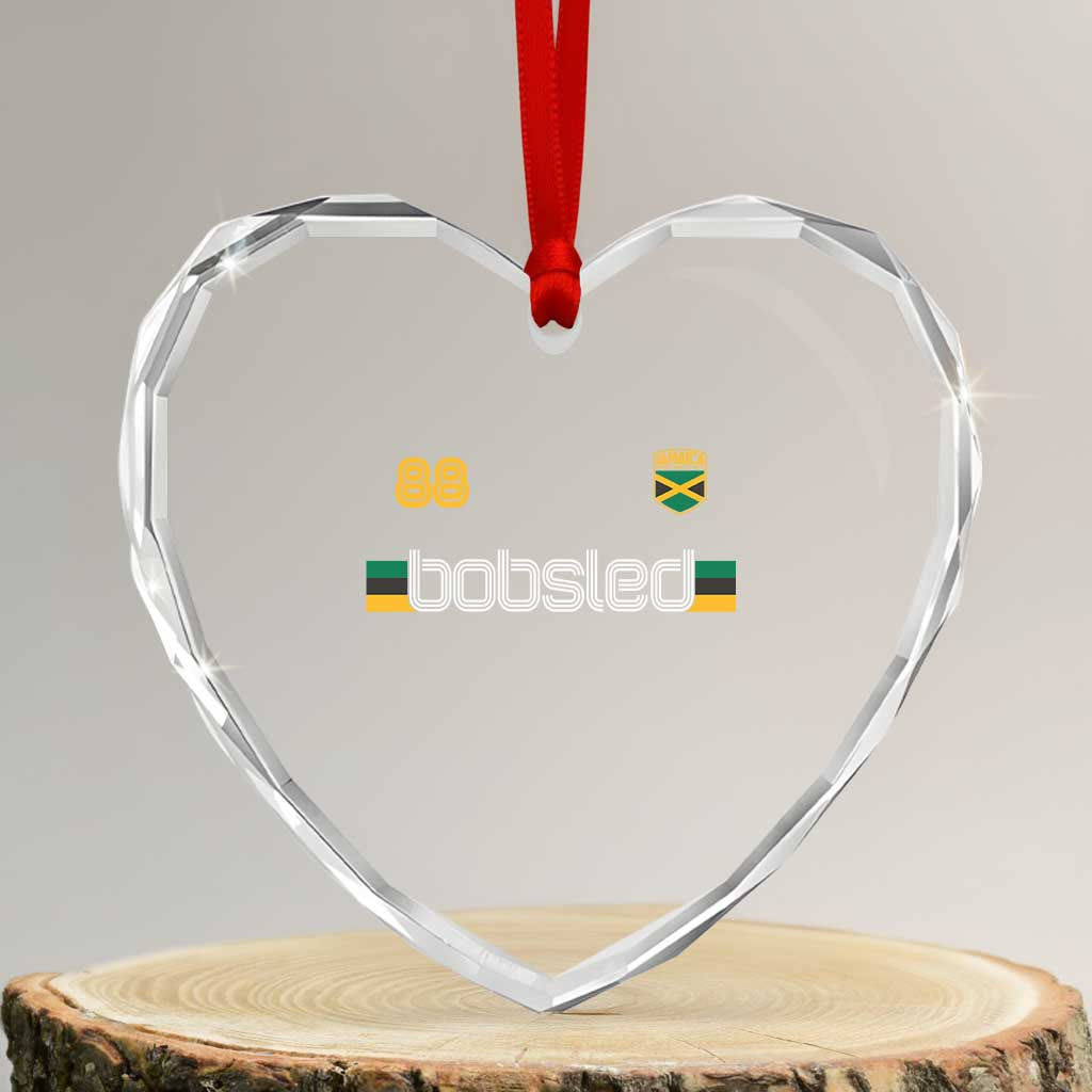 Jamaica Bobsled 1988 Sports Jersey Style Heart Crystal Glass Ornament Retro Winter Games Team Island Jamaican Pride