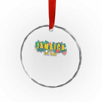 Jamaica Est 1962 Tropical Independence Crystal Glass Ornament Doctor Bird and Hibiscus Botanical Travel Souvenir