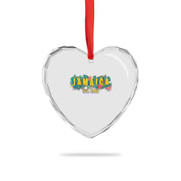 Jamaica Est 1962 Tropical Independence Heart Crystal Glass Ornament Doctor Bird and Hibiscus Botanical Travel Souvenir