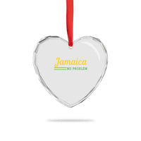 Jamaica No Problem Heart Crystal Glass Ornament Classic Island Motto and Caribbean Vacation