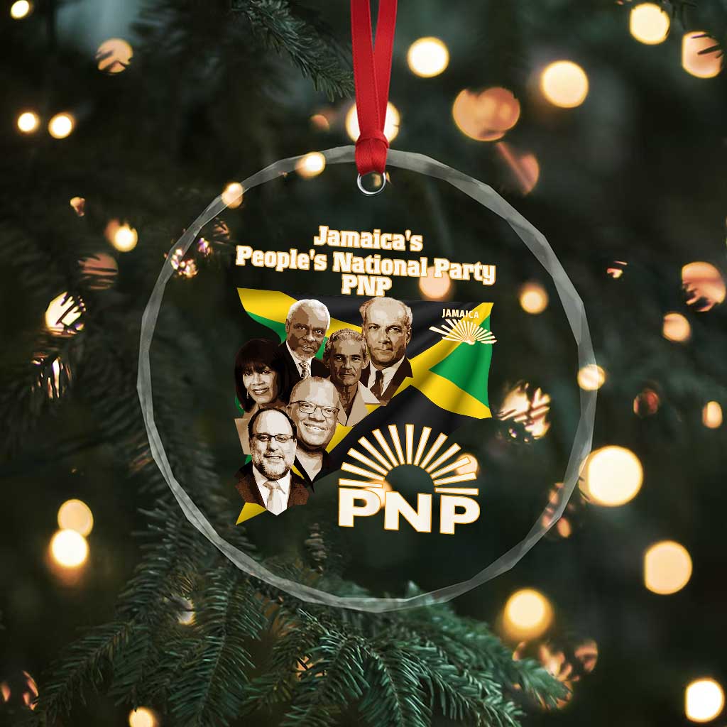 Jamaica People's National Party PNP Supporter Crystal Glass Ornament Patriotic Political Leaders Tribute Jamaican Flag - Wonder Print Shop