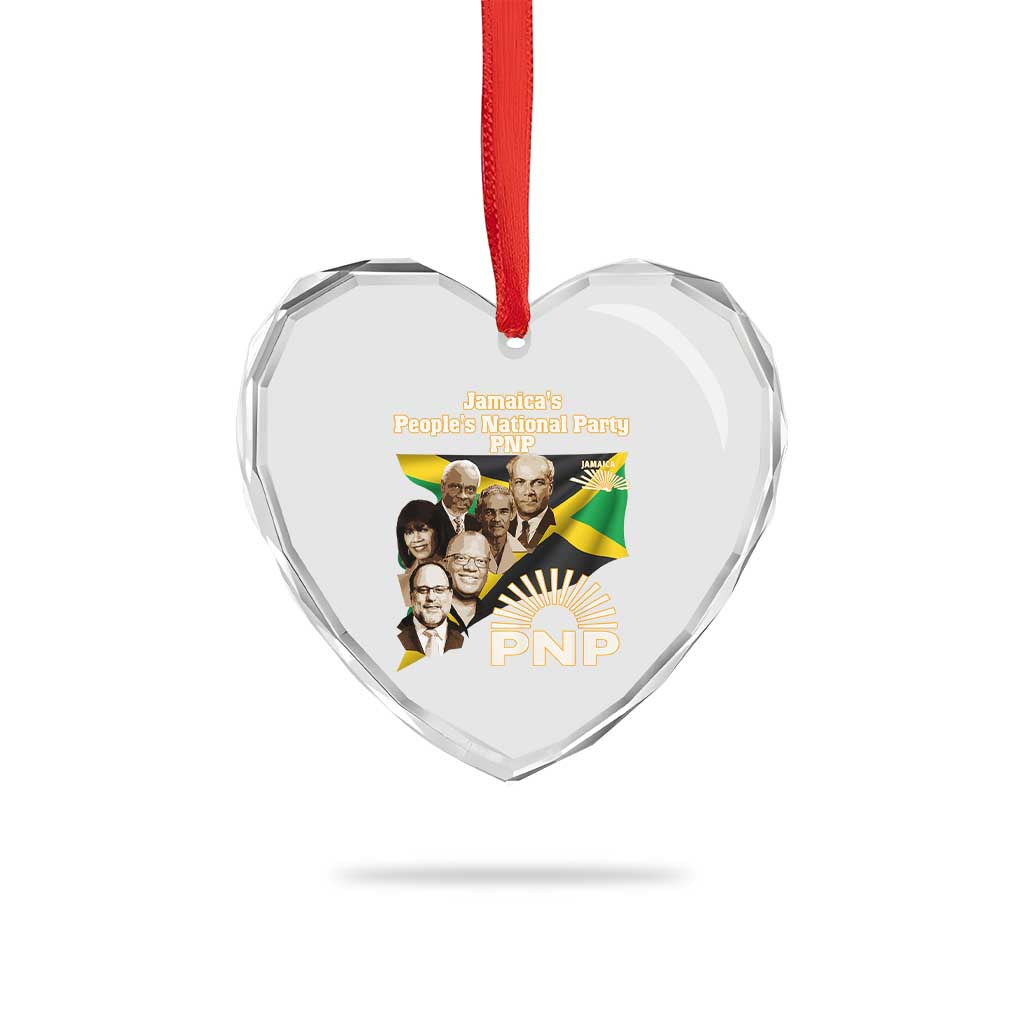 Jamaica People's National Party PNP Supporter Heart Crystal Glass Ornament Patriotic Political Leaders Tribute Jamaican Flag - Wonder Print Shop