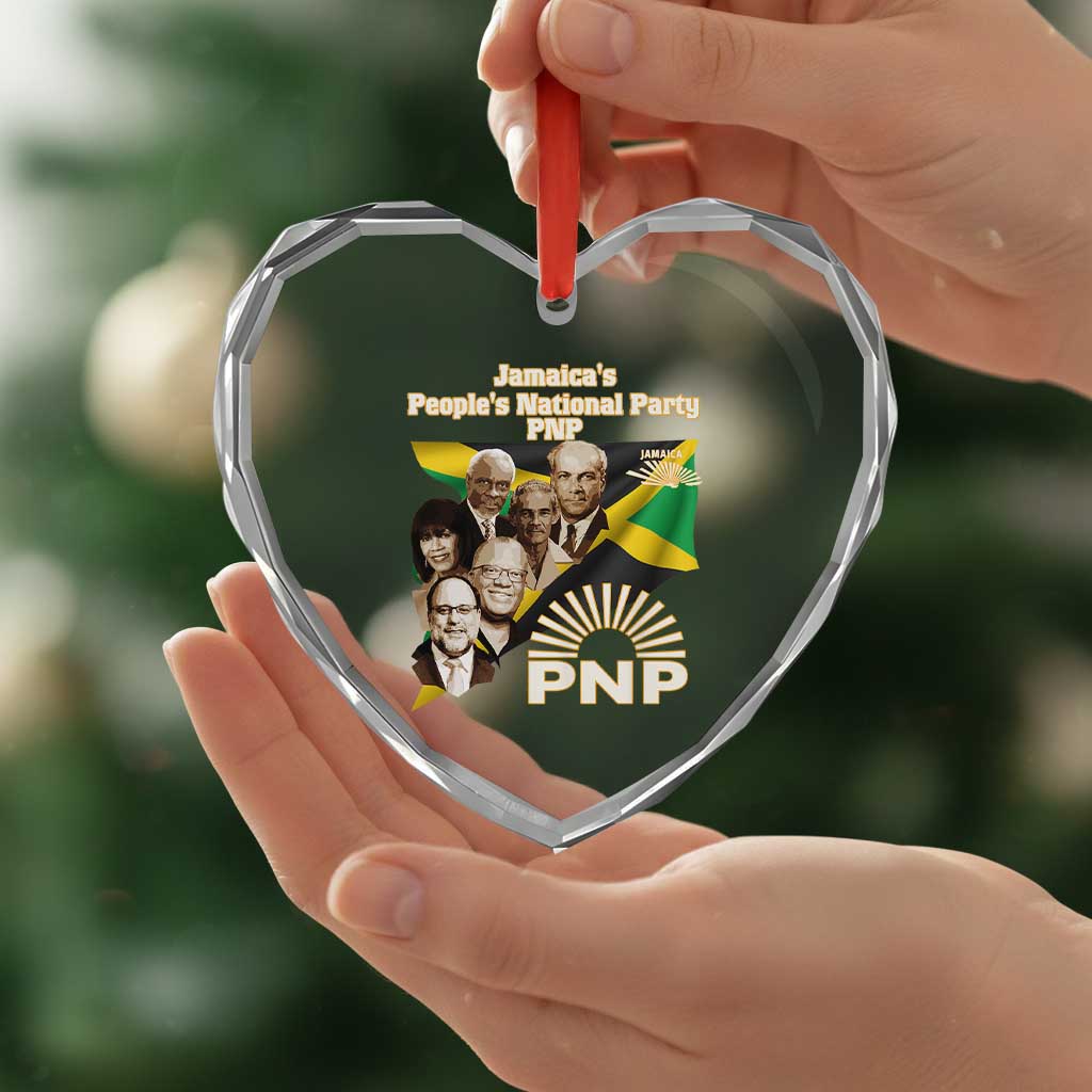 Jamaica People's National Party PNP Supporter Heart Crystal Glass Ornament Patriotic Political Leaders Tribute Jamaican Flag - Wonder Print Shop