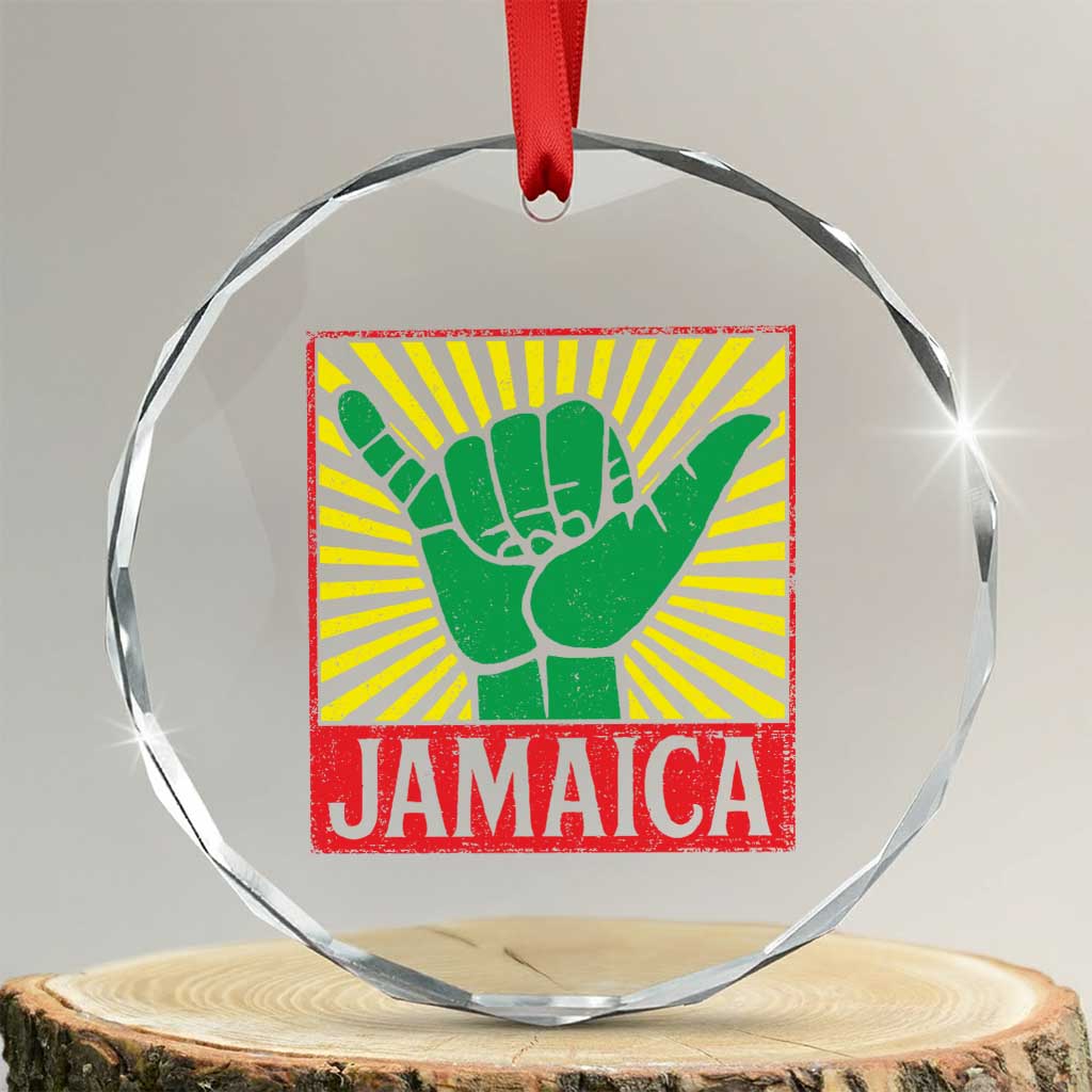 Jamaica Rasta Shaka Sign Crystal Glass Ornament Retro Reggae Vibes - Wonder Print Shop