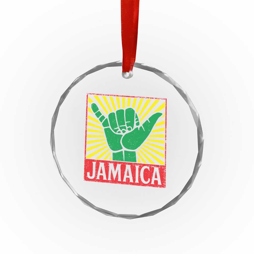 Jamaica Rasta Shaka Sign Crystal Glass Ornament Retro Reggae Vibes - Wonder Print Shop
