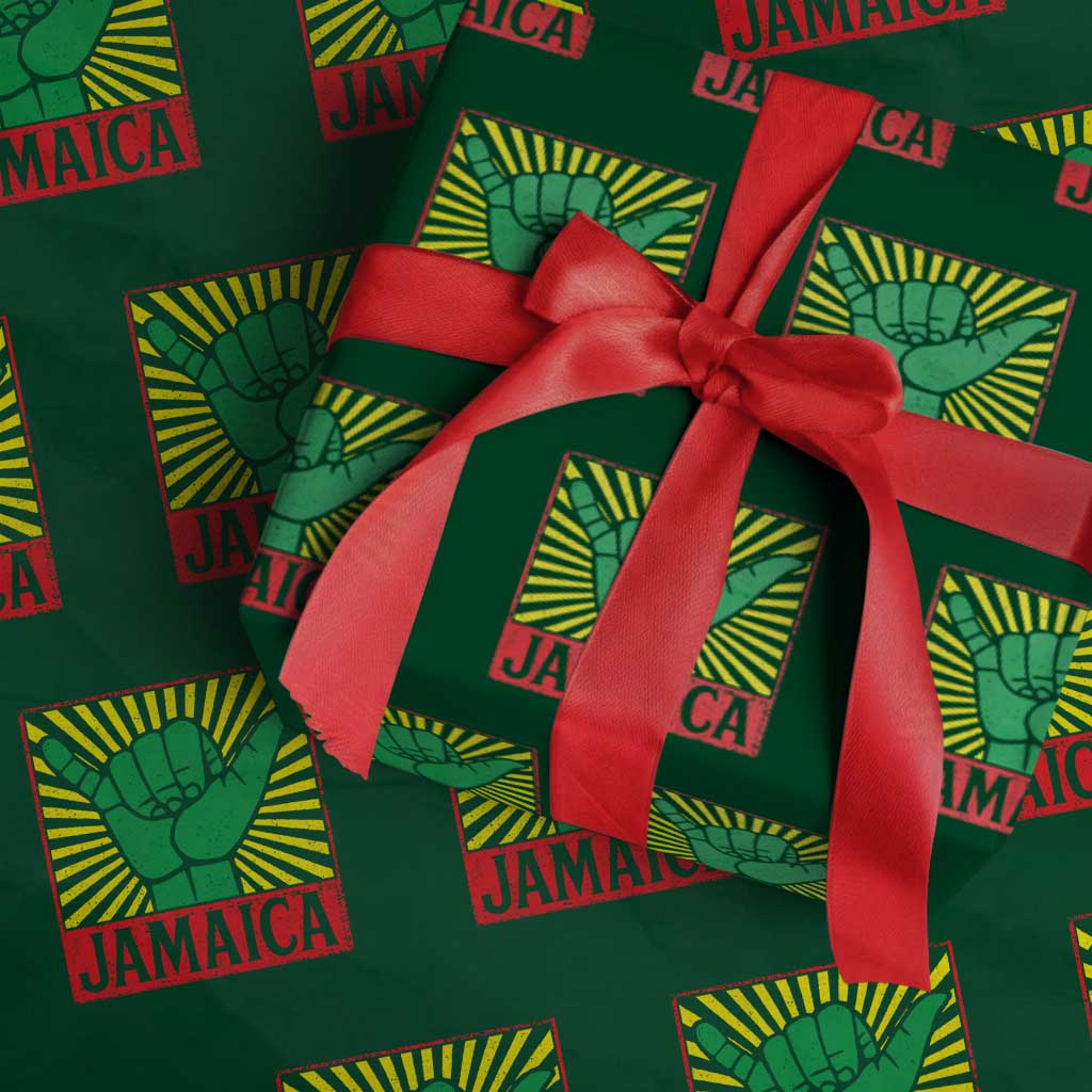 Jamaica Rasta Shaka Sign Wrapping Paper Roll Retro Reggae Vibes - Wonder Print Shop