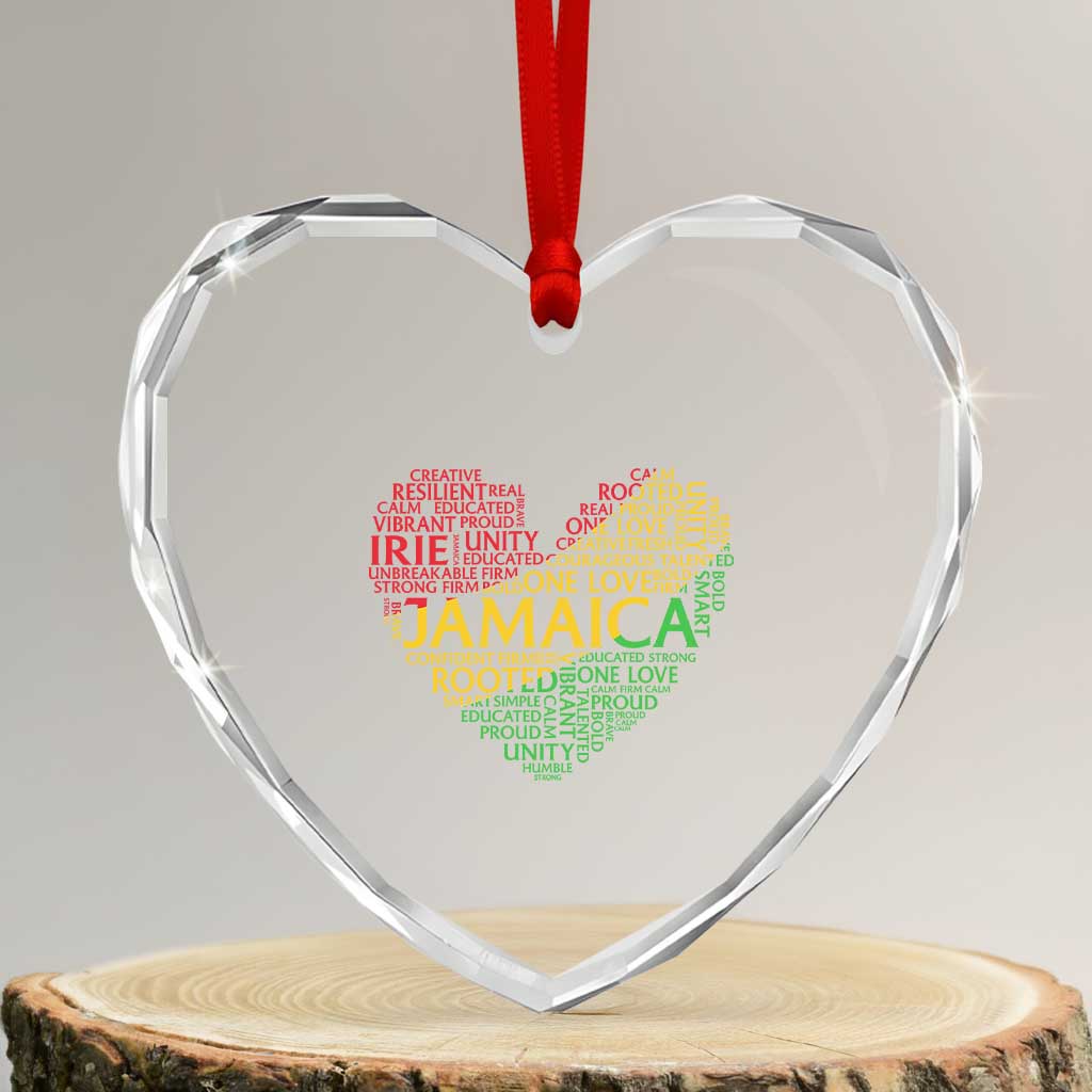 Jamaica Reggae Heart Crystal Glass Ornament One Love Rasta Culture - Wonder Print Shop