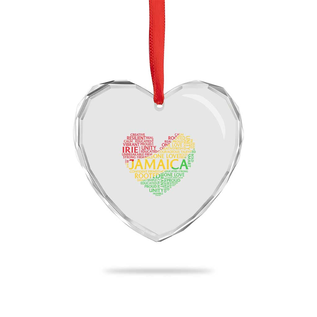 Jamaica Reggae Heart Crystal Glass Ornament One Love Rasta Culture - Wonder Print Shop