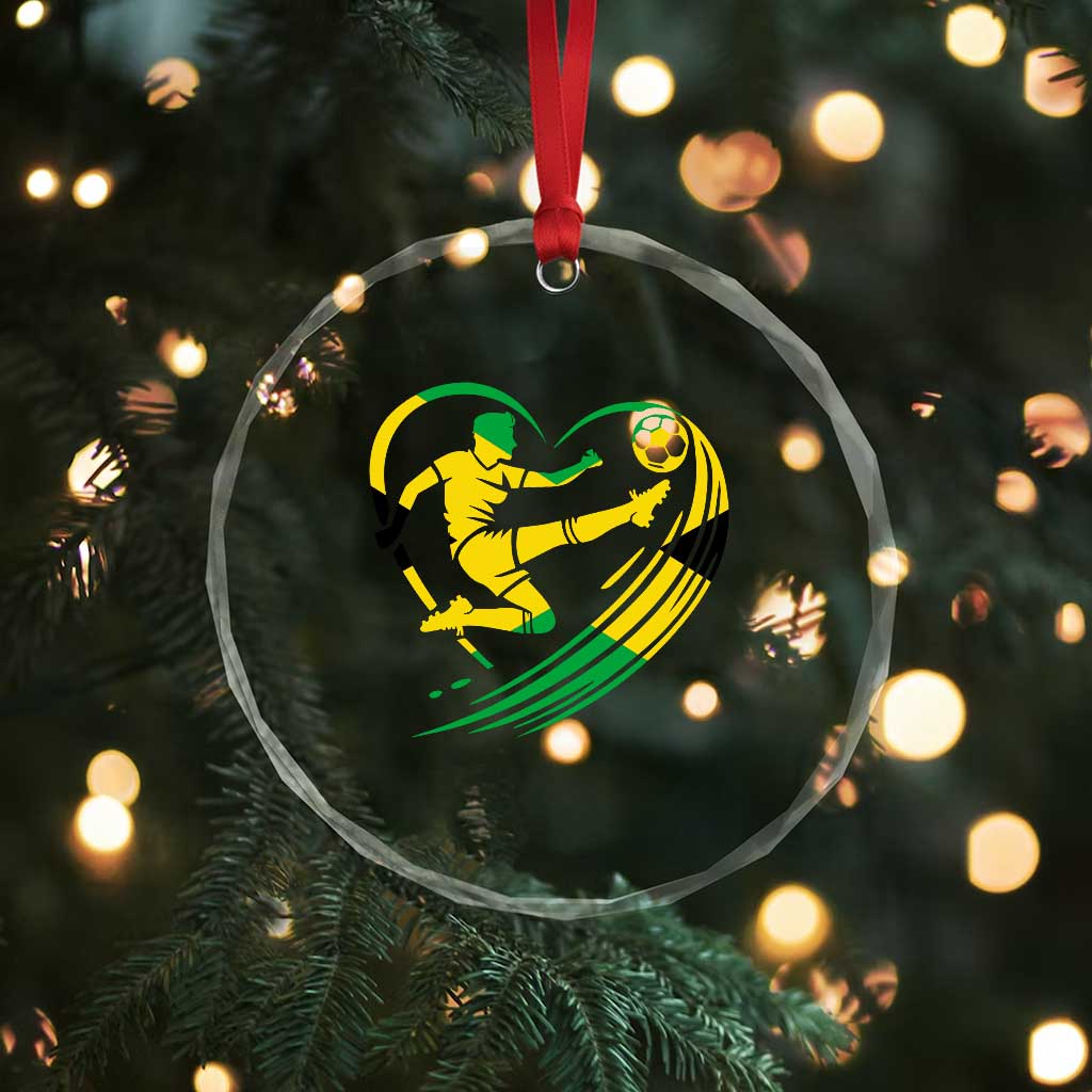 Jamaica Soccer Crystal Glass Ornament Jamaican Flag Reggae Football Caribbean Pride - Wonder Print Shop