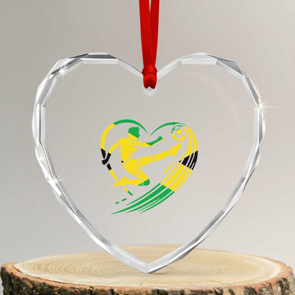 Jamaica Soccer Heart Crystal Glass Ornament Jamaican Flag Reggae Football Caribbean Pride - Wonder Print Shop