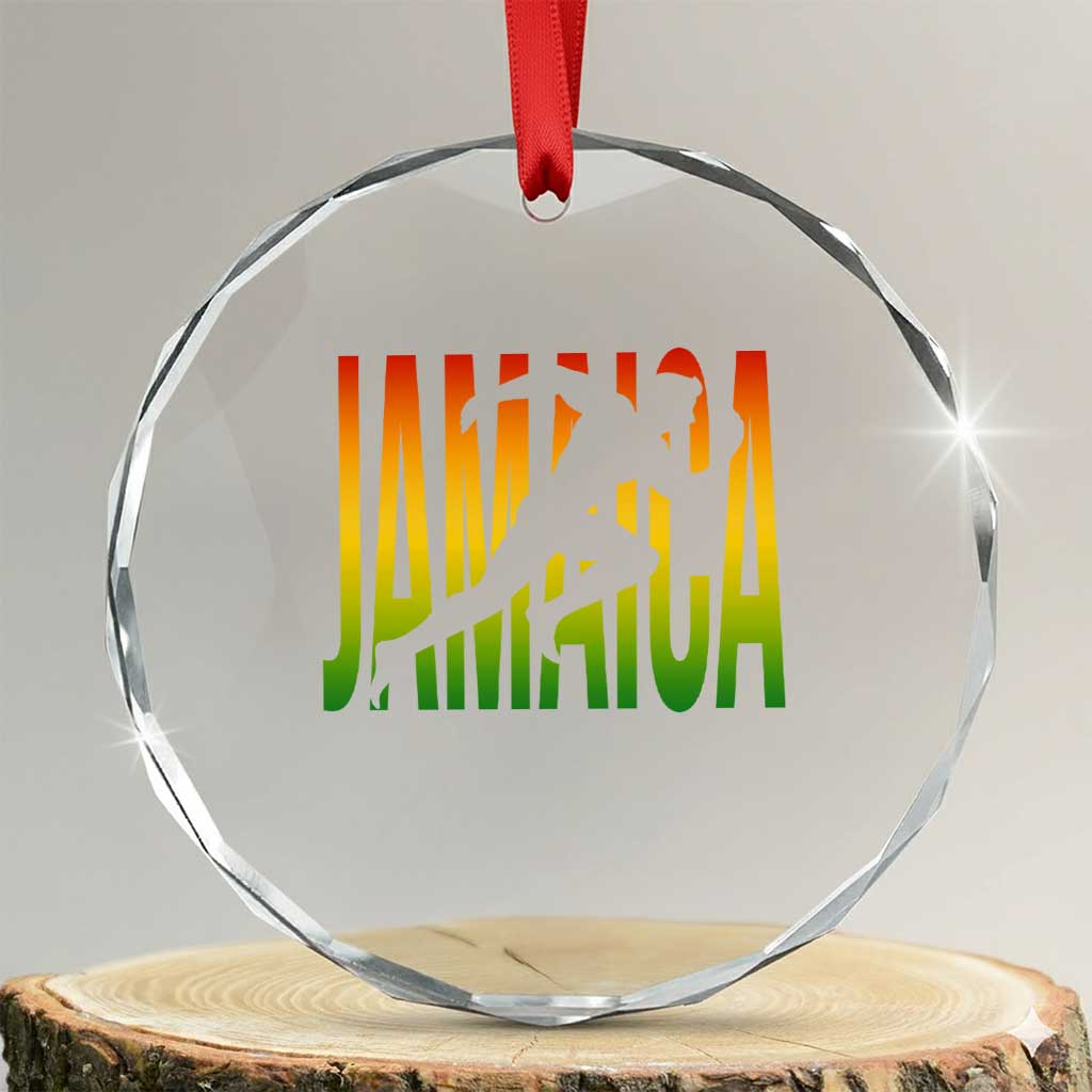 Jamaica Track And Field Crystal Glass Ornament Retro Vintage Sport Jamaican Flag - Wonder Print Shop