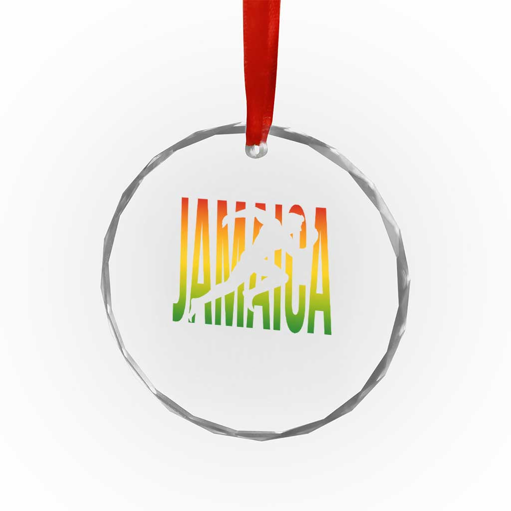 Jamaica Track And Field Crystal Glass Ornament Retro Vintage Sport Jamaican Flag - Wonder Print Shop