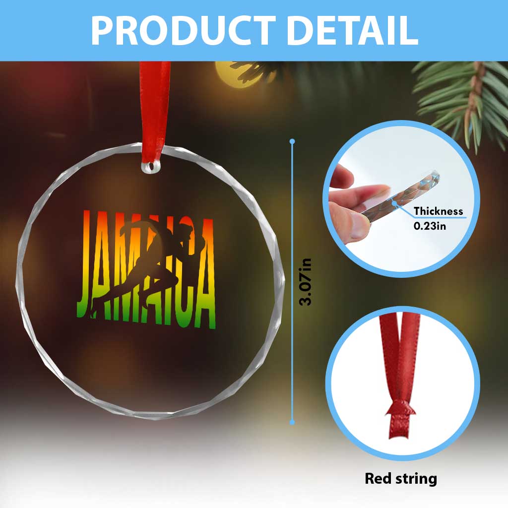 Jamaica Track And Field Crystal Glass Ornament Retro Vintage Sport Jamaican Flag - Wonder Print Shop