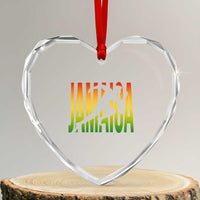 Jamaica Track And Field Heart Crystal Glass Ornament Retro Vintage Sport Jamaican Flag - Wonder Print Shop