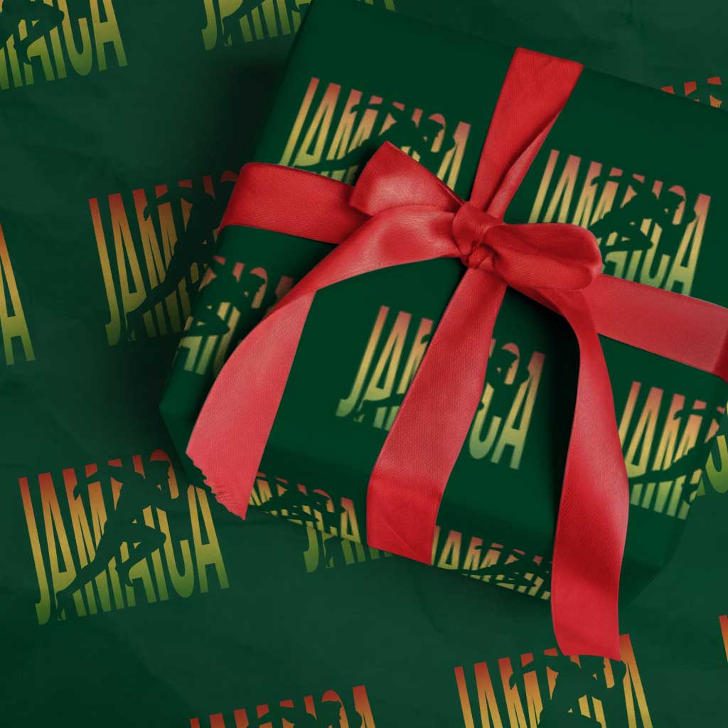 Jamaica Track And Field Wrapping Paper Roll Retro Vintage Sport Jamaican Flag - Wonder Print Shop