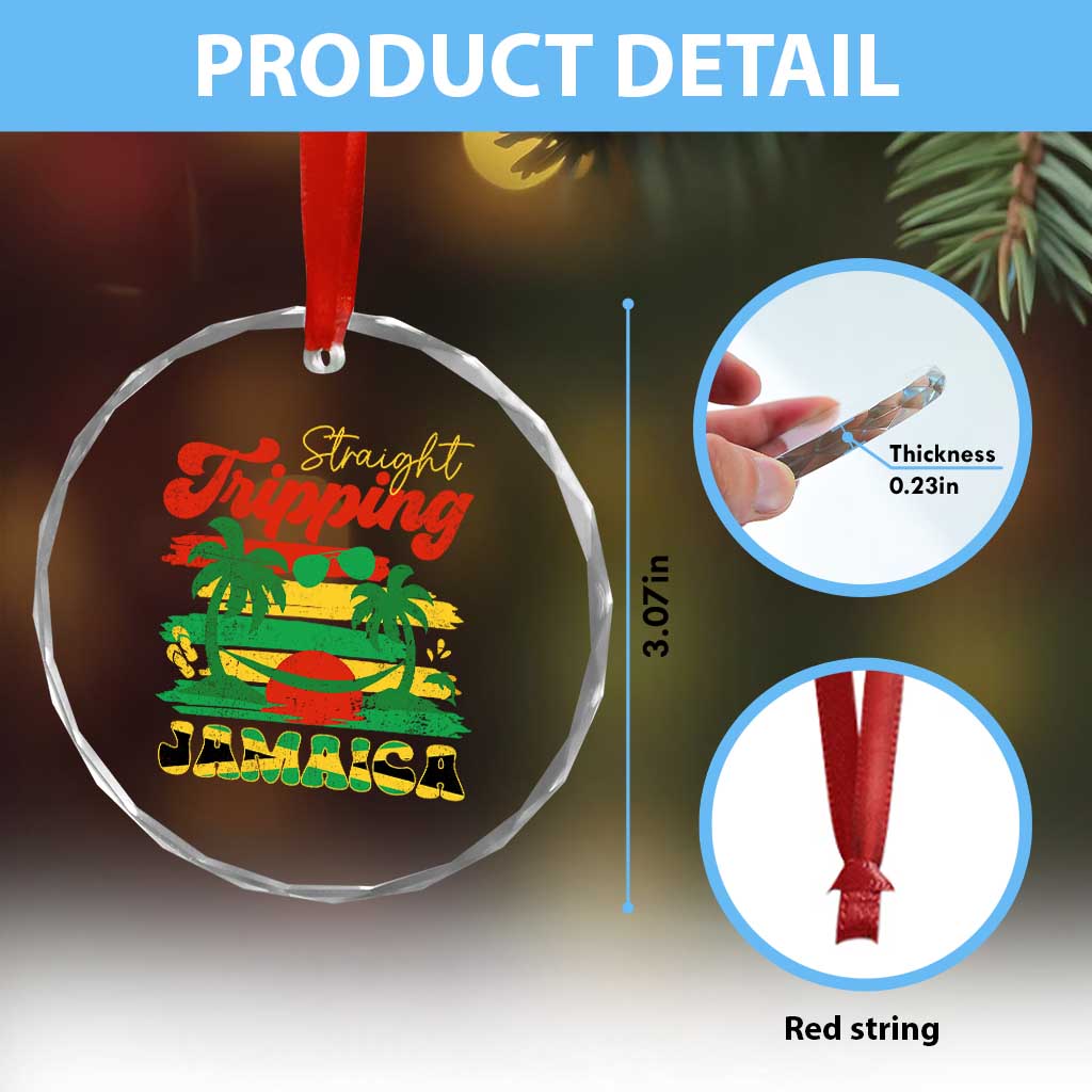 Jamaica Vacation Crystal Glass Ornament Straight Trippin Jamaica Family Girls Trip - Wonder Print Shop