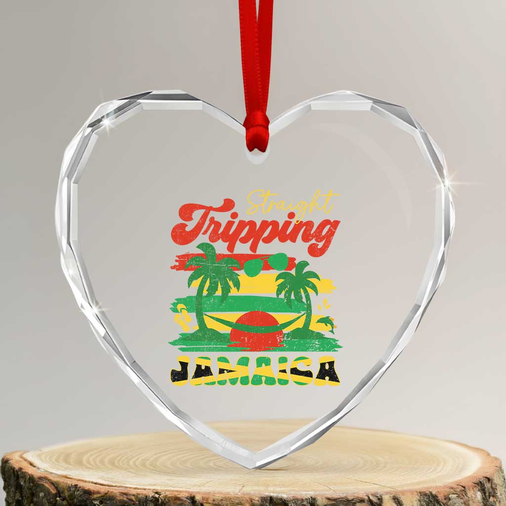 Jamaica Vacation Heart Crystal Glass Ornament Straight Trippin Jamaica Family Girls Trip - Wonder Print Shop