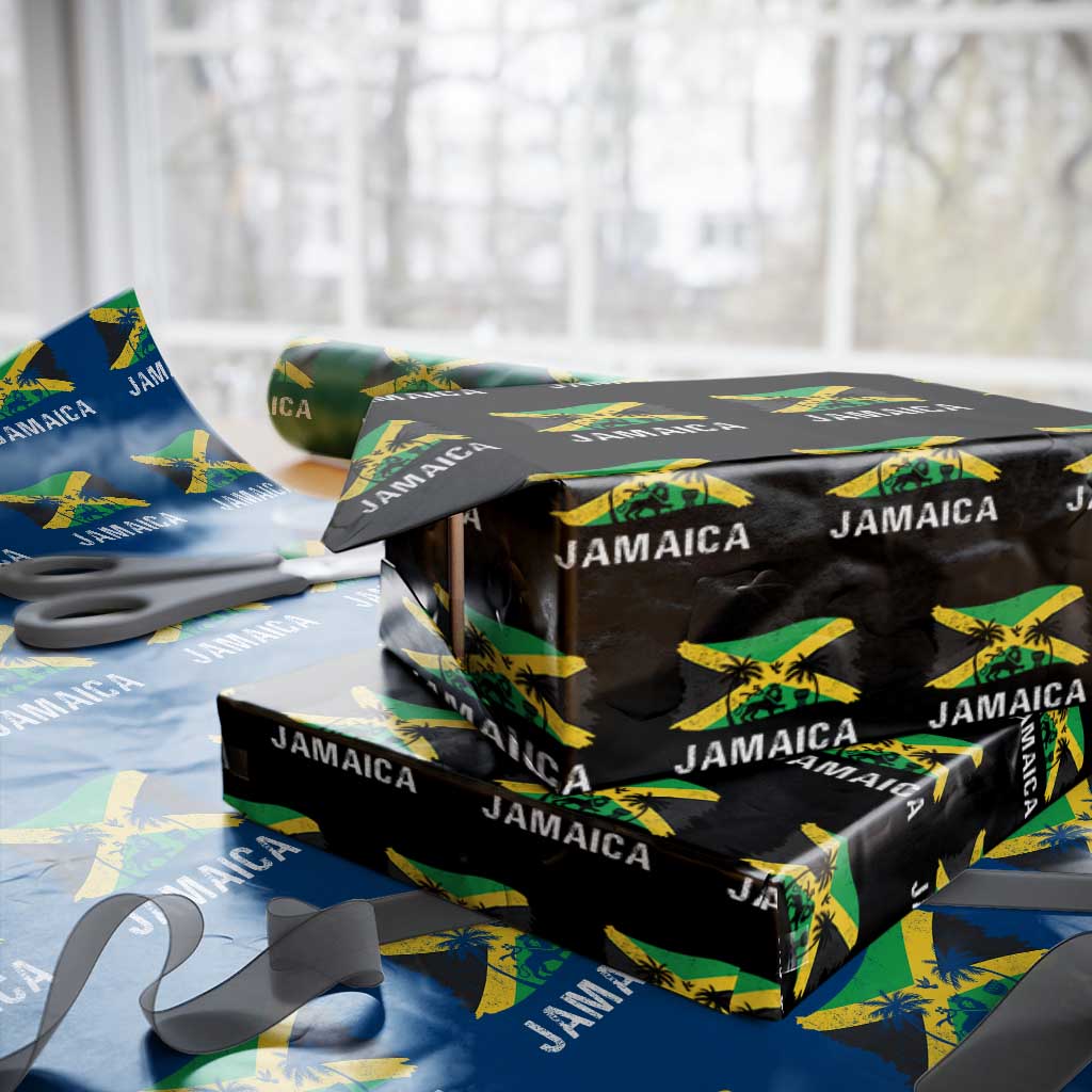 Jamaica Wrapping Paper Roll Retro Vintage Jamaican Pride Flag Lion Of Judah - Wonder Print Shop