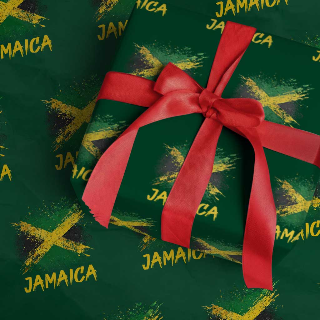 Jamaica Wrapping Paper Roll Retro Vintage Watercolors Sport Jamaican Flag - Wonder Print Shop