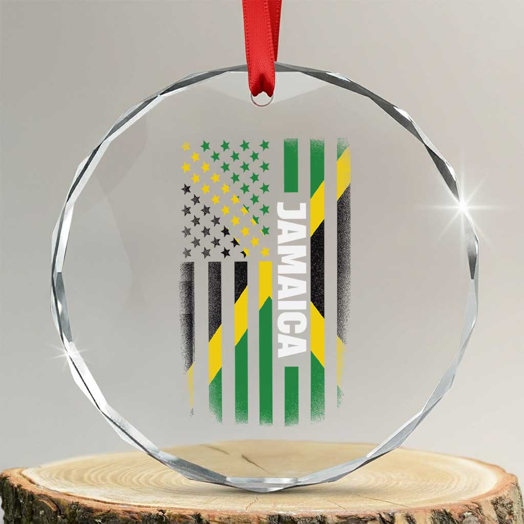 Jamaican American Flag Crystal Glass Ornament Distressed Jamaica America Usa Flag - Wonder Print Shop