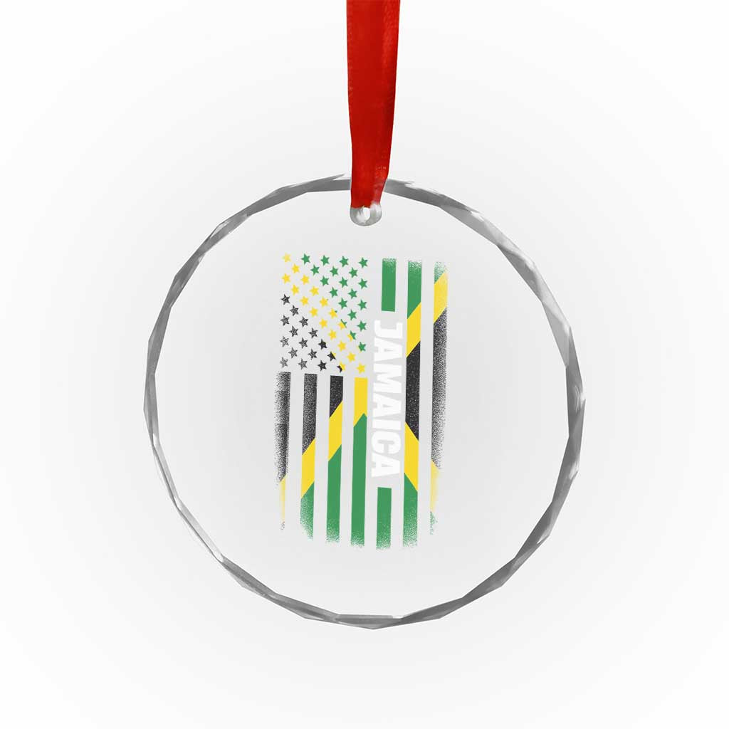 Jamaican American Flag Crystal Glass Ornament Distressed Jamaica America Usa Flag - Wonder Print Shop