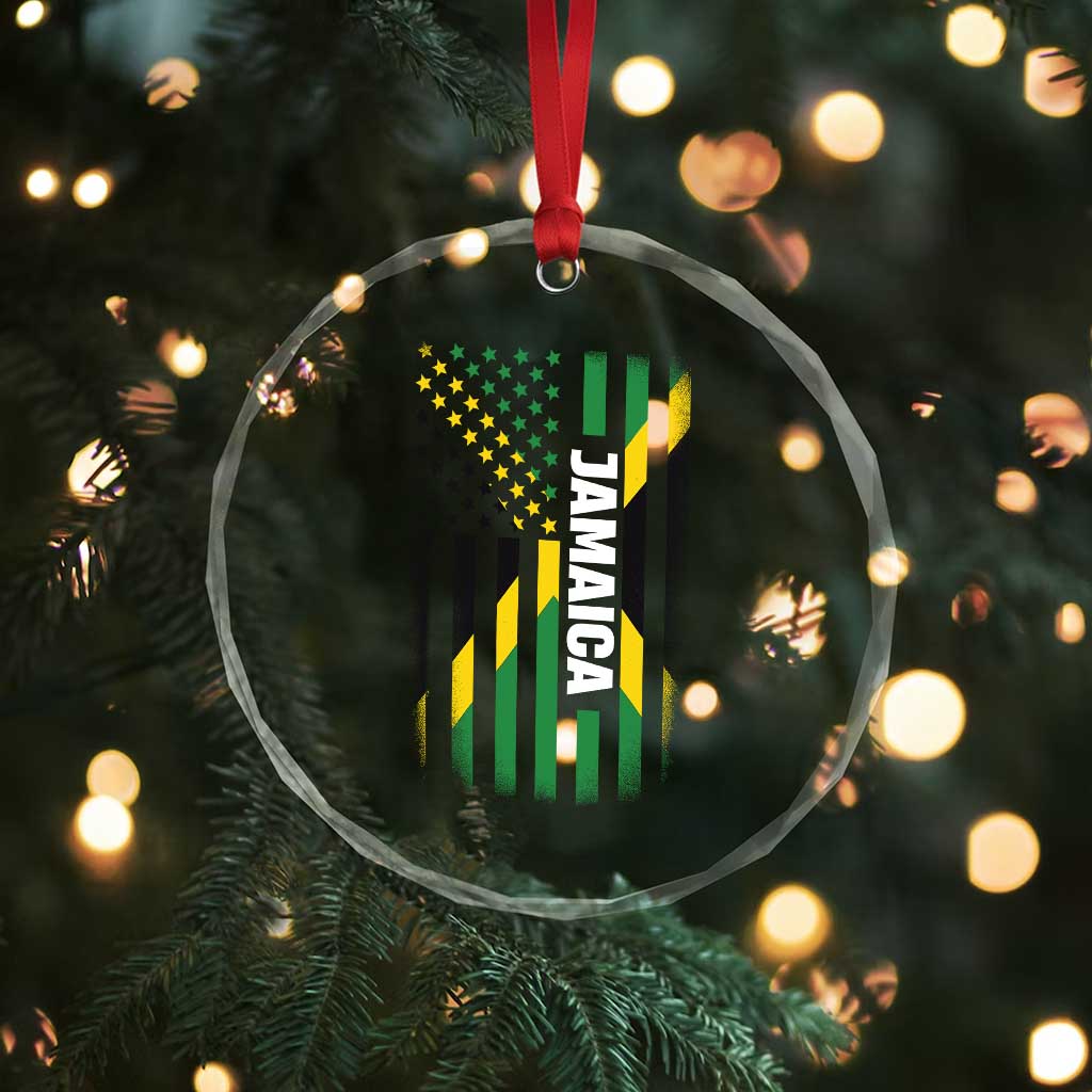 Jamaican American Flag Crystal Glass Ornament Distressed Jamaica America Usa Flag - Wonder Print Shop